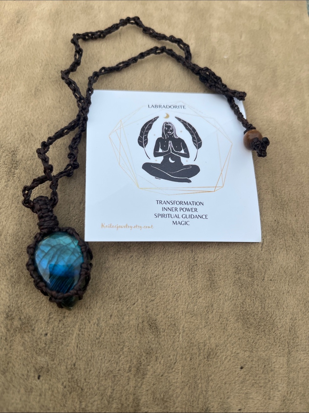 Labradorite Macrame Pendant Handcrafted Necklace